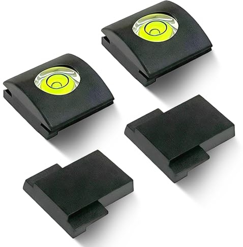 Set di 4 Copri Slitta per Canon – 2 con Livella a Bolla & 2 Coperture Standard, Compatibili con EOS R5C R5 R6 RP R, 5D IV III, 6D II, 7D II, 1D IV, M50, M5 Fotocamere Reflex e Mirrorless.