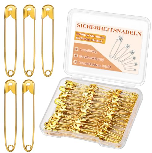 MASPHY 150 Stück goldene Sicherheitsnadeln, 18 mm Sicherheitsnadeln Klein | Sicherheitsnadeln Groß, Sicherheitsnadeln Klein für Kleidung, Kunsthandwerk, Schmuckherstellung und Nähen
