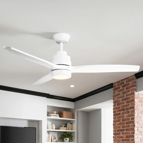 Parrot Uncle Ventilador de Techo con Mando a Distancia, 30W, 6 Velocidades, Ultra silencioso, 3 Aspas 132 de Diámetro, Función Verano-Invierno, Temporizador, LED, Blanco