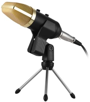 BESPORTBLE Micrófono Condensador Profesional con Función de Reverberación y Eco Soporte con Bloqueo para Grabación y Radiodifusión Estudio Color Dorado