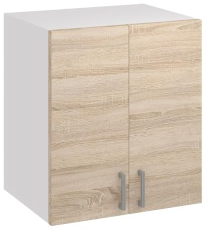 roe furniture Küchenhängeschrank 60 cm – Küchenoberschrank mit 2 Türen & Innenablage – Wandschrank 60×60×31 cm – Hängeschrank aus Holzwerkstoff, melaminbeschichtet, Wandmontage
