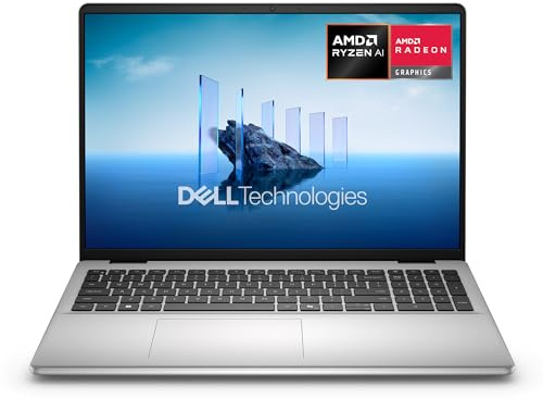 Dell 16 Laptop DC16256 Copilot+ PC 16 2K (1920x1200) IPS Display, AMD Ryzen 7 350, AMD Radeon Grafik, 32GB DDR5 RAM, 1TB SSD, Windows 11 Home, QWERTY IT-Tastatur mit Hintergrundbeleuchtung, Silber