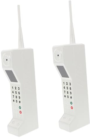 NUOBESTY Telefono Cellulare retrò Bianco, Telefono Finto Vintage per Arredamento Casa e Ufficio, Ornamento da Scrivania 2 Pezzi per Decorazioni Teatrali e Feste