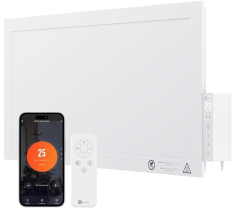 BR Bringer® Infrarot Hochleistungsheizung 1200 W 60 x 30 cm Weiß | Kompakte Infrarotheizung mit Touch-Thermostat, WLAN und App - leistungsstarke Heizstrahler Alternative für Indoor und Outdoor