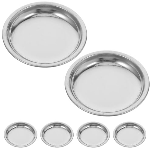 OSALADI 6er-Set Teebeutel-Untersetzer aus Edelstahl 201 Material 6 cm mit Tropfschale für losen Tee und Teekugeln