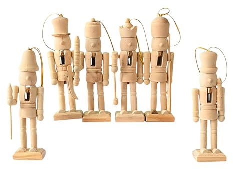 Di Natale - 6 Pezzi Statuine Natalizie Non Verniciate | Statuine Di Per Feste E Decorazioni Da Tavola | Set Per Bambini Adulti Scrivania Scaffale Mobile Davanzale Ingresso