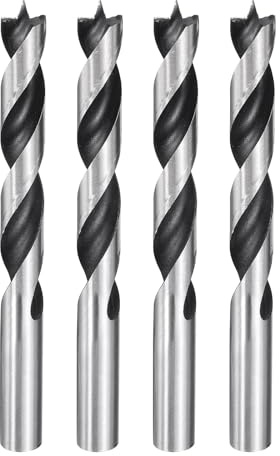 sourcing map Brad Point Bohrer 13 mm Durchmesser, gerader runder Schaft, metrischer Spiralbohrer für Weichholz, Hartholz, Sperrholz, Kunststoff, Gummi, silberfarben, 4 Stück