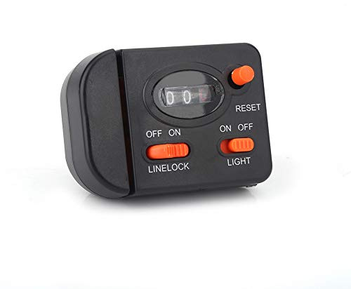 Professioneller Clip-on-Angelschnurzähler, Tiefenmesser, Digitalanzeige, 99 m, präzises beleuchtetes Messgerät für Nachtangeln, schwarzes ABS, 67 x 50 x 25 mm