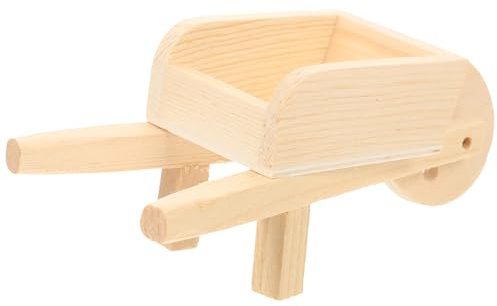 Abaodam Miniature Wooden Cart Model, Small Garden Decor for Dollhouse, Natural Color Micro Landscape Prop for Home and Yard Display