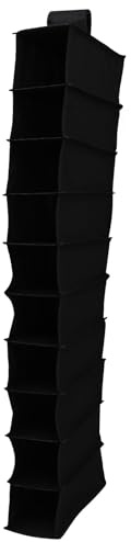 SHINEOFI Bolsa Colgante para Armario 10 Rejillas Organizador de Tela No Tejida Negro Soporte Rígido para Almacenamiento de Ropa Interior y Accesorios Adecuado para Dormitorio y Sala de
