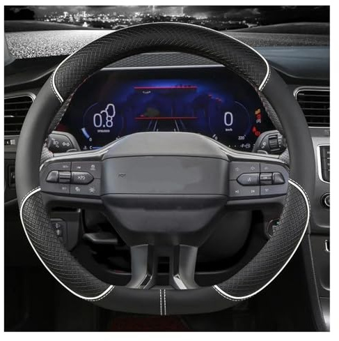 Lenkradhülle D-Typ-Autolenkradabdeckung Für Ford Für Focus ST-Line Für Fiesta 2018-2019 ST 2019 2019-2020 Für Escort Für EVOS Lenkradbezug(Weiss)