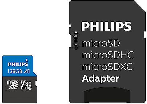 Philips Micro SDXC Card 128GB Class 10, Adaptador UHS-I U3, 4K
