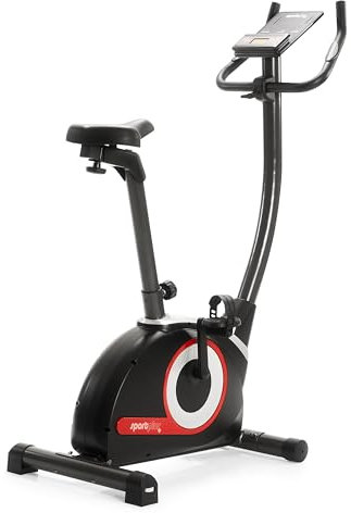 SportPlus Heimtrainer Fahrrad Compact - Fitness Bike mit 24 Widerstandsstufen - Ergometer Heimtrainer integrierte Herzfrequenz-Messer & App kompatibel - Designed in Germany - bis 120kg