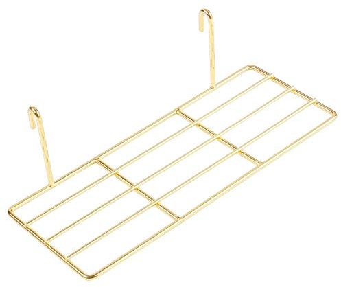 Netzkorb für Wandgitter, Mehrzweck Metalldraht Organizer & Aufbewahrungszubehör, Terrasse & Balkon Pflanzenhalter, Blumentöpfe Ausstellungsregal, An der Wand montierbar (Gold, Tablett 25x10x8cm)