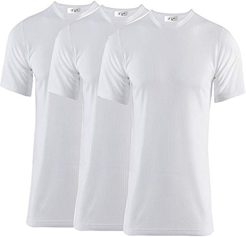 Thread Linens 3 Pack Mens Thermals T Shirt, Body Warmer Base Layer Thermal Underwear Mens Thermal Top for Men Size S-XXL (White, XL)