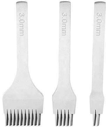 Juego de herramientas de punzón de acero blanco 2/5/10, perforadoras de cuero para manualidades, juego de cinceles de costura para cordones, perforadora de dientes para manualidades en cuero(3.0mm)