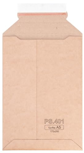 verpacking Wellpappversandtaschen Braun 175 x 250 mm - A5 [Größe und Stückzahl wählbar] Versandtasche Pappe selbstklebend 100 Stück
