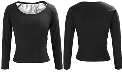 Sweat Shaper Women's Workout Top Long Sleeve High-Performance Compression Sports Slimming Sauna Shirt Sweat Enhancing Slimming Body Shapewear