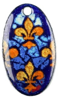Pendentif fleur de lys vitrail émail sur cuivre