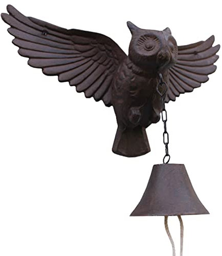 Türglocke Gusseisen Glocke Antike Glocke Aus Metall - Robuste Schmiedeeiserne Eulen-Türklingel, Rustikale Klingende Dinner Bells für Den Vorgarten Schule Garten