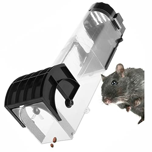 ZZDZW Transparent Rattenfalle Lebendfalle für Mäuse, Siebenschläfer und Ratten, Geeignet für den Innen- und Außenbereich Tierfalle Set Schlagfallen Automatische Kontinuierliche Mouse Trap
