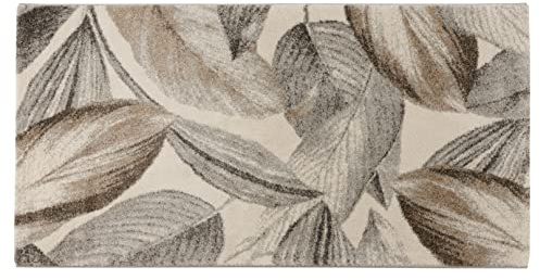 Baroni Home Tappeto Pelo Corto Intrecciato a Mano, Salotto Moderno, 80x150 cm, Foliage Beige