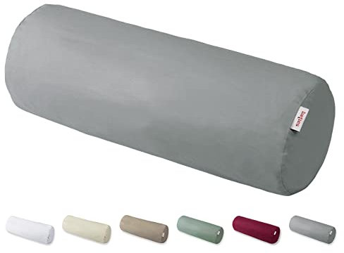 beties BasicSoft Nackenrollenhülle ca. 15x40 cm 100% Baumwolle Jersey Nackenrolle Nackenrollen-Bezug Nacken-Kissen - Silber-grau