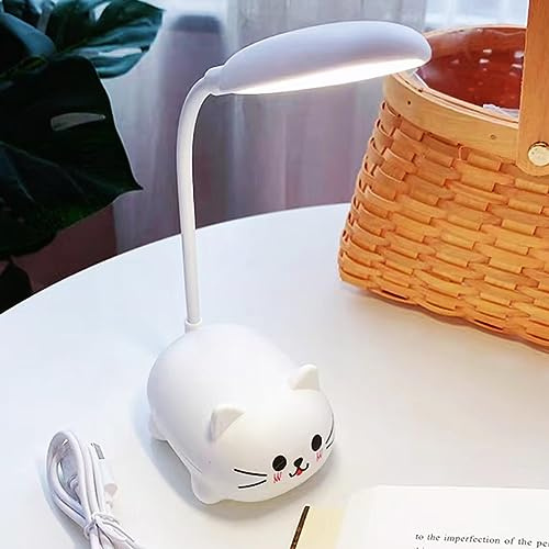 Yinhamnl Lámpara LED de escritorio, mini luz nocturna de gato, luz de mesa LED portátil, bonita luz de lectura plegable recargable por USB, para dormitorio, mesita de noche para niños, estudio