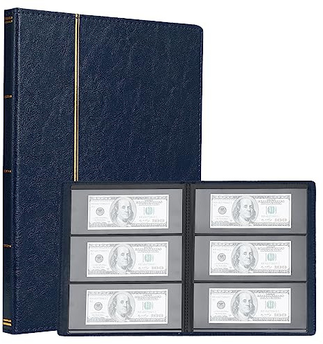 TsunNee Album de collection d'argent en papier à 60 poches, couverture en cuir, livre de collection de monnaie, album de rangement double face, porte-monnaie commémoratif pour collectionneurs