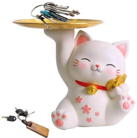 Árbol Para Llaves, Bandeja Para Llaves De Madera Para Mesa De Entrada, Soporte Para Llaves De Mesa, Soporte Para Joyas De árbol, Exhibición, Bandeja De Almacenamiento De Gato De La Suerte Japonesa(02)