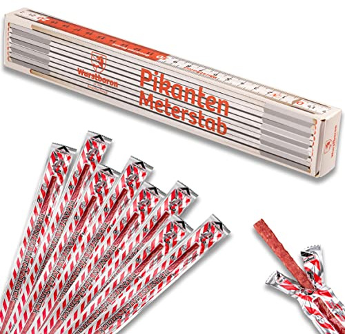WURSTBARON® Wurst Meterstab gefüllt mit Mini Snack Salami Sticks, Wurstgeschenk im Geschenkkarton/Box