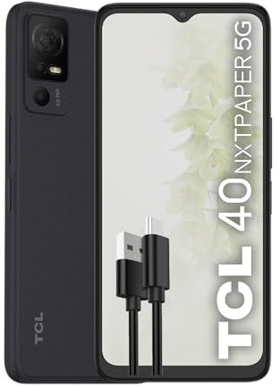TCL 40NXTPAPER 5G Smartphone 5G, Display 6.6 HD+90 Hz, 256 GB, 12 GB RAM (6GB+6GB RAM expansion) Tripla Camera da 50 MP, Android 13, Batteria 5010 mAh, Starlight Black, USB Type-C Aggiuntivo