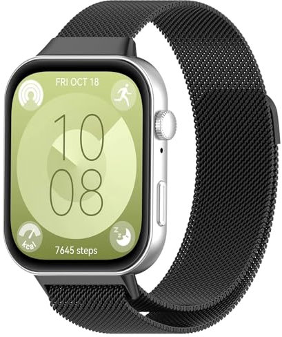 Metallarmband Kompatibel mit Huawei Watch Fit 3 Smartwatch Mesh Gewebte Edelstahl Magnetischer Armband, Wasserdicht Ersatz Uhrenarmbänder Sport Armbänder Uhrenarmband (1B,22.5CM)