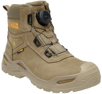 DEWALT Lander Men's Waterproof, Nubuck Leather, Wide Fitting, BOA Fastener, Non-Metallic Safety Toe Work Boot, Stone, UK12