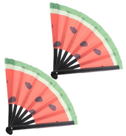 GARVALON Große Faltbare Handfächer Aus Stabilem Material Wassermelonen Design Party Fächer Für Festival Bühne