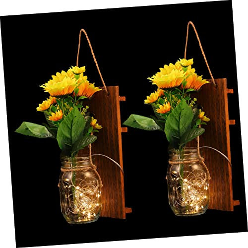 OSALADI 2sets Remote Control Jar Wall Sconces Led Fairy Lights Elegant Home Decor
