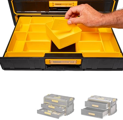 RUGGED TOOLS Storage Bins compatible with Dewalt ToughSystem 2.0 Drawer Units (DWST08330 & DWST08320) - Yellow, 1 Set