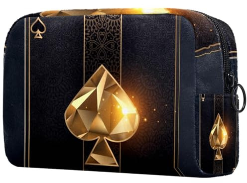 Ace of Spades Poker Card Cosmetic Bag for Women, Travel Toiletries Bags Large Makeup Handy Pouch Organiser Bag with Zipper