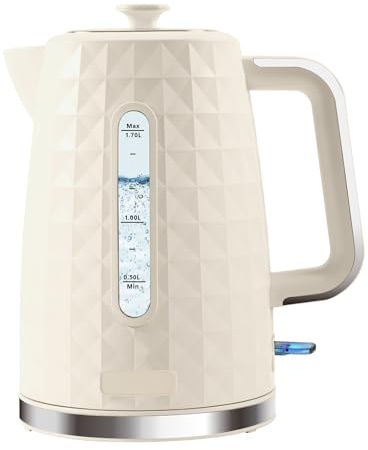 1.7L Electric Kettle, Fast Boiling 1200W Hot Water Boiler, 360° Cordless Design,Electric Tea Kettle for Boiling Water Auto Shut Off Boil Dry Protection，Electric Water Kettle for Coffee Tea,Beige