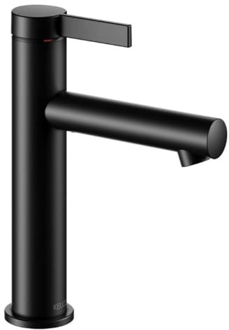 KEUCO IXMO Pure Einhebel-Waschtischmischer 130, ohne Zugstangen-Ablaufgarnitur, Ausladung 125mm, 59501371101, Farbe: Schwarz-Matt