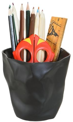 Uoocg Kreativ ren vit pennhållare pennhållare arrangör makeup penselhållare förvaring på kontoret (svart)