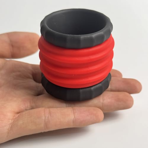 Schwarz Rot Silikon Penisring 2-in-1 Doppel Dicker Hodenring Ballstretcher | YILUQIFLY Cockringe SM love ring Erektion Verzögerte Ejakulation Hodenring Sperma Lock Sexspielzeug Paare dehnbare Enhancer