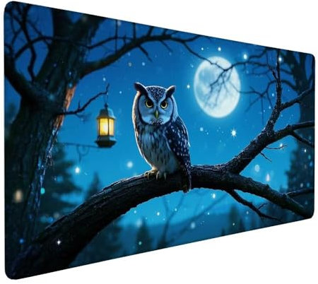 Japan Mouse Mat 1000x500x3mm XXL Owl Mouse Pad Large Desk Pad, Water-Resistant Surface with Non-Slip Rubber, Extended Japanese Mousepad Computer Keyboard for Computers Laptop Gaming Office Work X-866