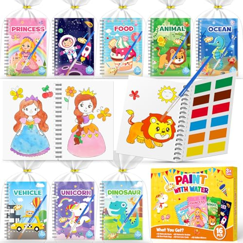 Water Colouring Books for Kids Ages 4-9, Party Bag Fillers, Mini Water Painting Books, Classroom Gifts & Birthday Gifts with Colour Mixing Art Exploration (16 Books)