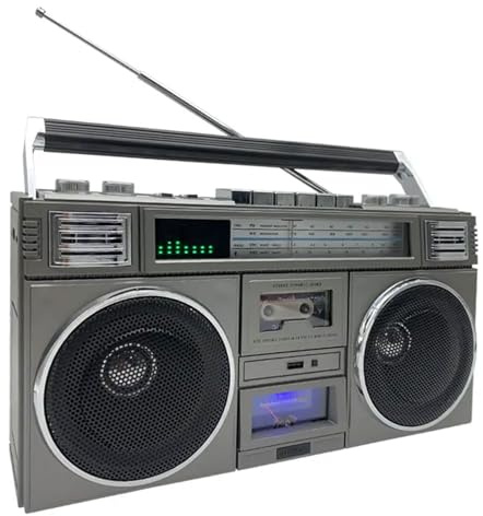Portable Bluetooth Boombox Radio, 4 Speakers Retro CD Tape Player, AM/FM Radio, SD/USB Input for Family Gatherings, Camping Parties, Company Events
