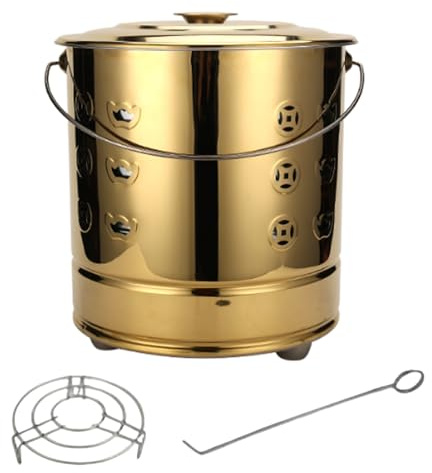 Generico Braciere da Esterno per rifiuti, braciere in Acciaio Inossidabile con Maniglia e Gancio, Gabbia per Bruciare Foglie e Legna, Resistente al Calore, Durevole, Perfetto per la Pulizia del Corti