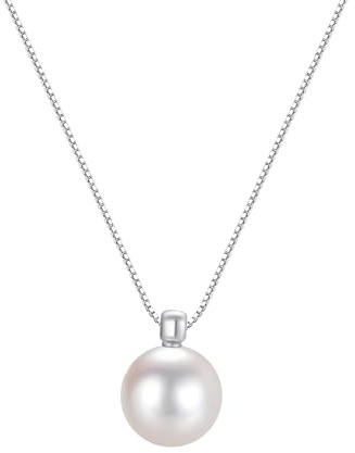 Hinvan Collana Perle Donna Ciondolo con Catenina Collana Argento 925 Perla d'acqua Dolce da Donna Ipoallergenico Gioielli Collane per Donna