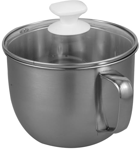 jojofuny Contenitore Separatore di Grasso in Acciaio Inox Coperchio Brocca Grande per Olio Filtrabile e Pentola per Zuppa Manico Antiscottatura per Cucina Domestica