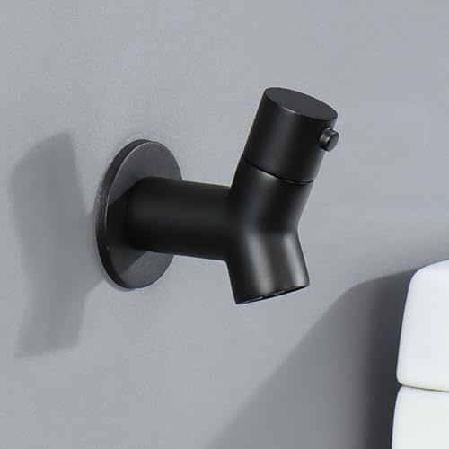 BiaoTeng Rubinetto Singolo Acqua Fredda Ottone Rubinetto a Muro Lavatoio solo Acqua Fredda Nero