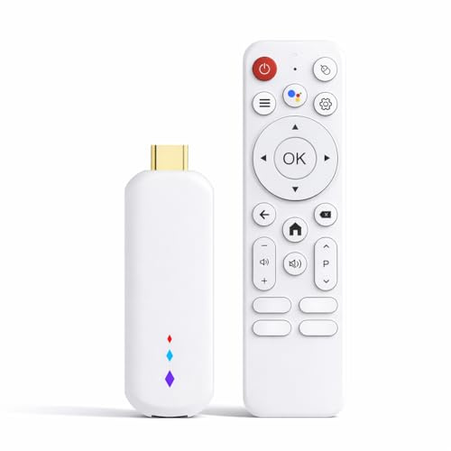 Gugxiom TV Stick 4K för Android Bärbar Strömmande Mediaspelare med Röstfjärrkontroll och 2 GB RAM 16 GB ROM, 4K HDR Smart TV Stick med 2,4G 5G WiFi för Resor Hemunderhållning